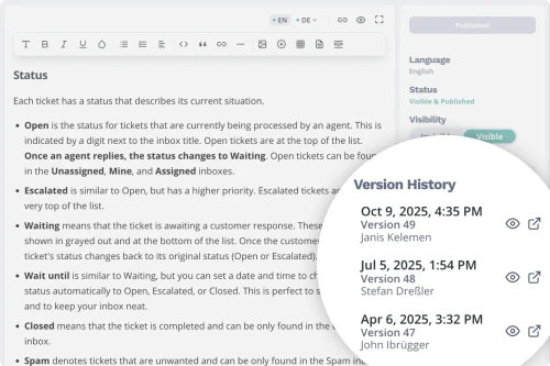 Artikel-Versionierung in HelpSpace Docs