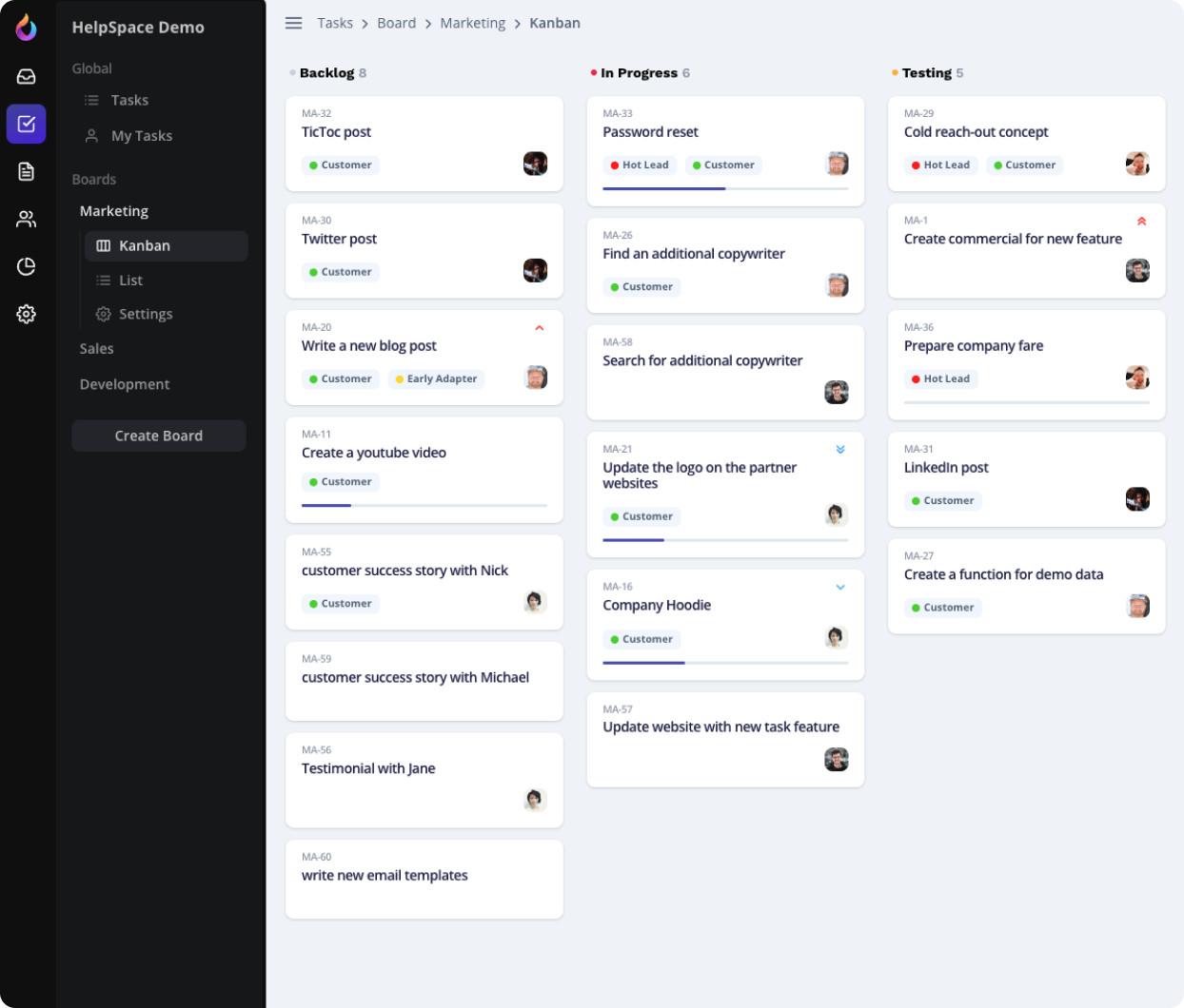 HelpSpace Kanban Board